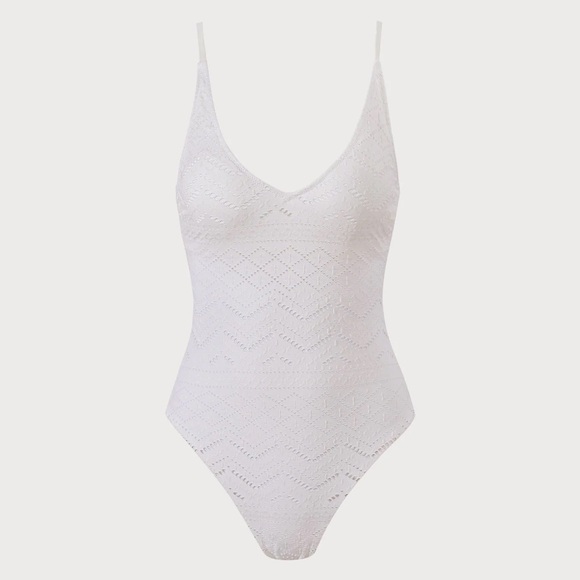 Berlook White Geometric Cutout One-Piece Swimsuit - Picture 5 of 6